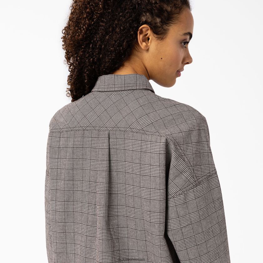 cuadros marrones (bp3) mujer camisa oversize Bakerhill Dickies vestir X4H0F2102