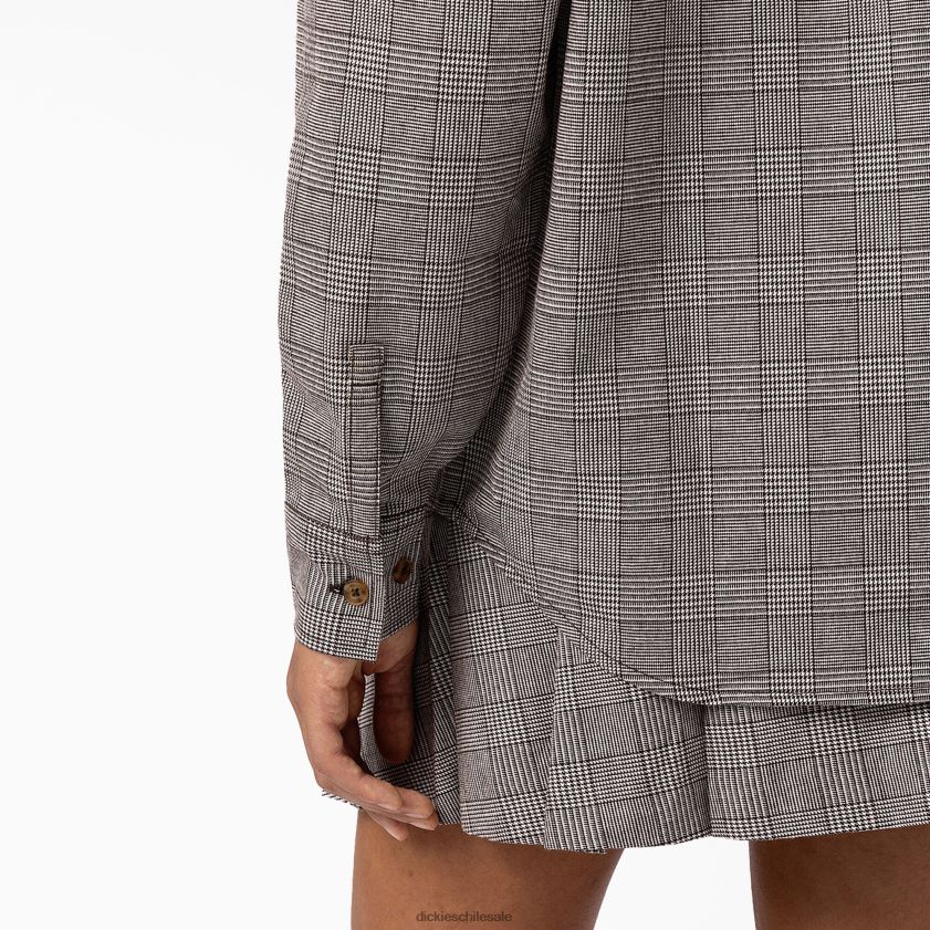 cuadros marrones (bp3) mujer camisa oversize Bakerhill Dickies vestir X4H0F2102