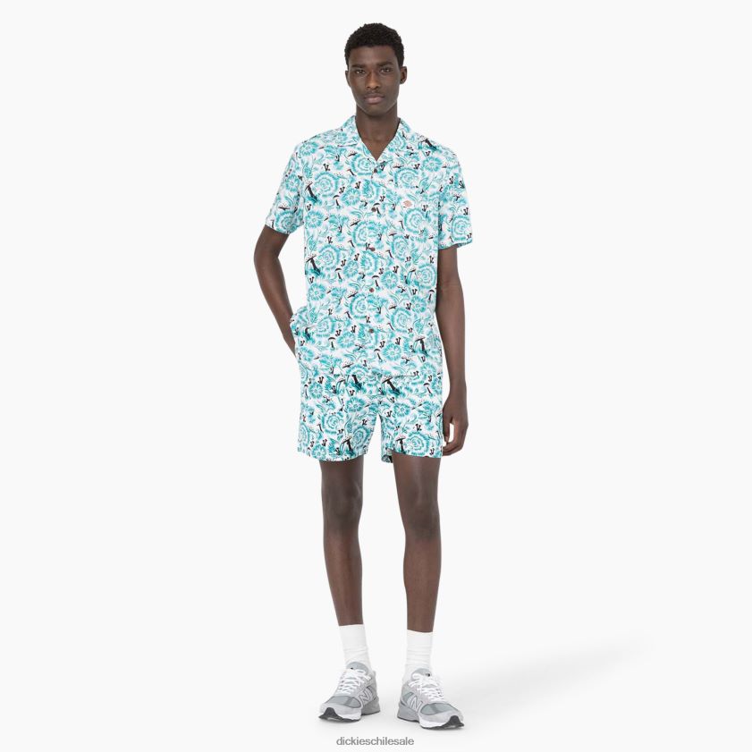 estampado floral azul (gg2) hombres camisa de manga corta roseburg Dickies vestir X4H0F588