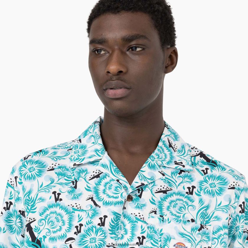 estampado floral azul (gg2) hombres camisa de manga corta roseburg Dickies vestir X4H0F588