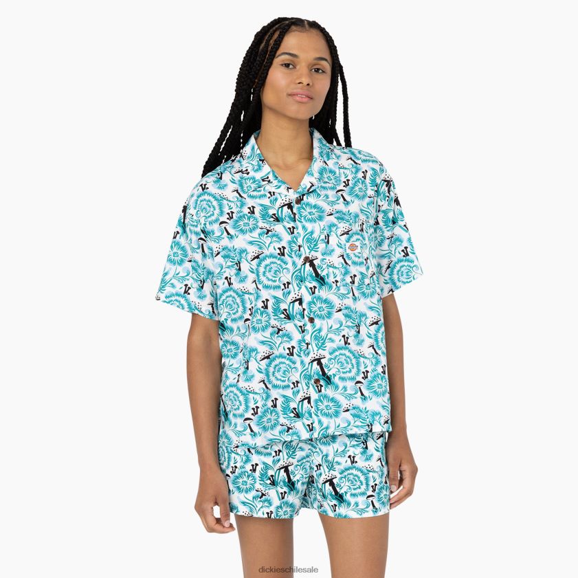 estampado floral azul (gg2) mujer camisa de manga corta roseburg Dickies vestir X4H0F1993