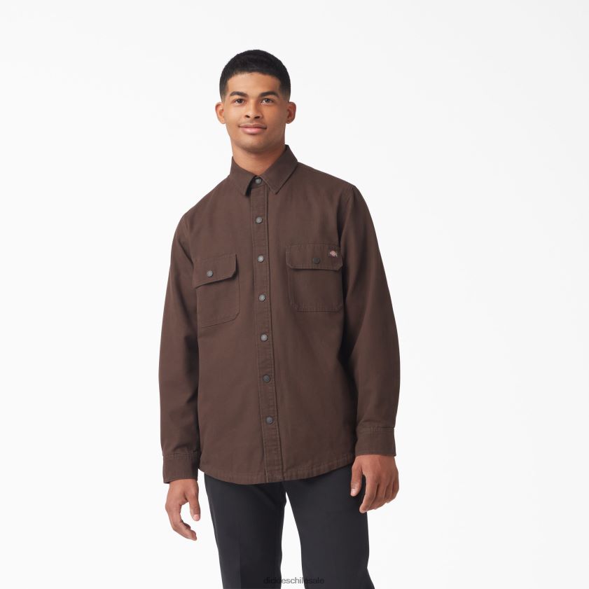 marrón chocolate (cb) hombres camisa de pato con forro de franela de manga larga Dickies vestir X4H0F863