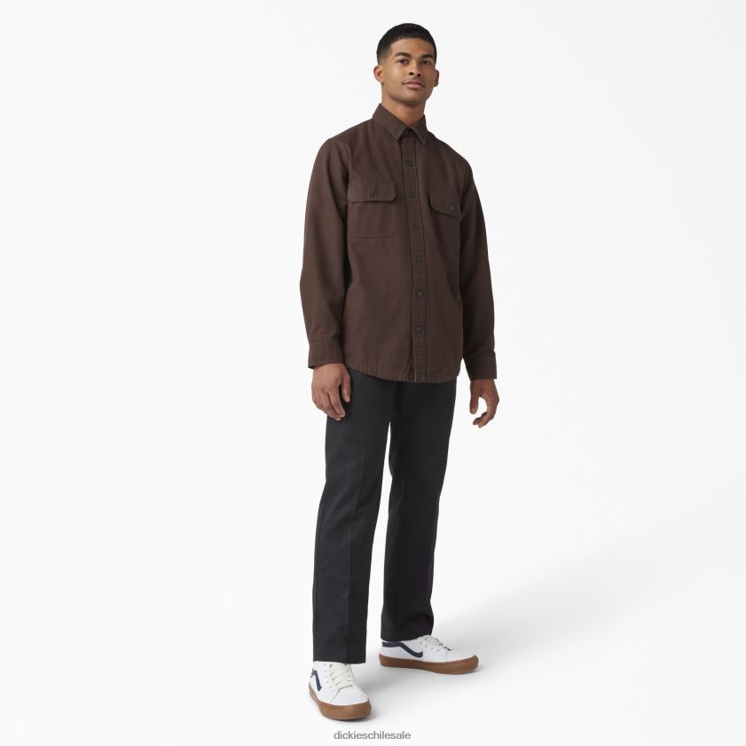 marrón chocolate (cb) hombres camisa de pato con forro de franela de manga larga Dickies vestir X4H0F863