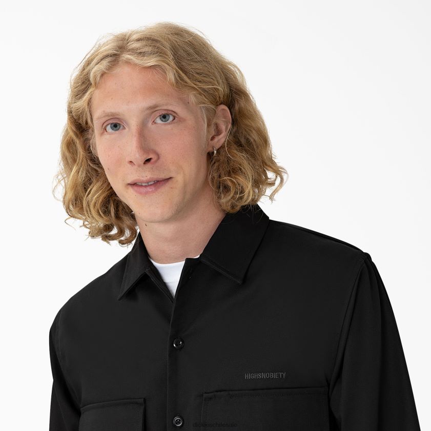 negro (bkx) hombres camisa de alta nobleza y servicio Dickies vestir X4H0F918