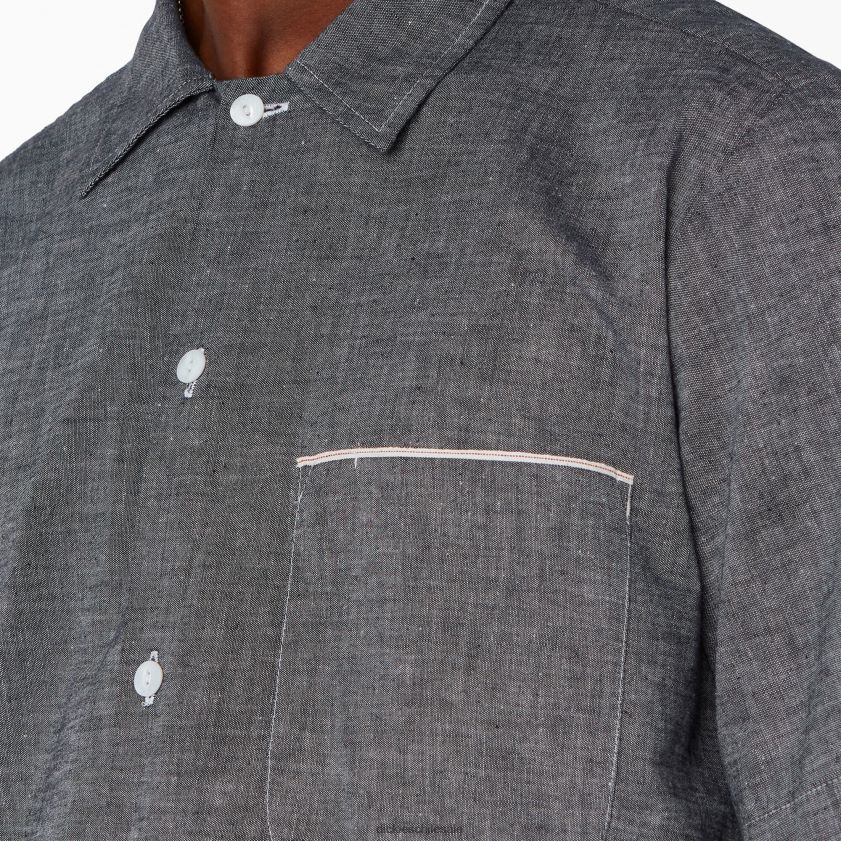 negro enjuagado (rbk) hombres camisa de manga corta a rayas 1922 Dickies vestir X4H0F942