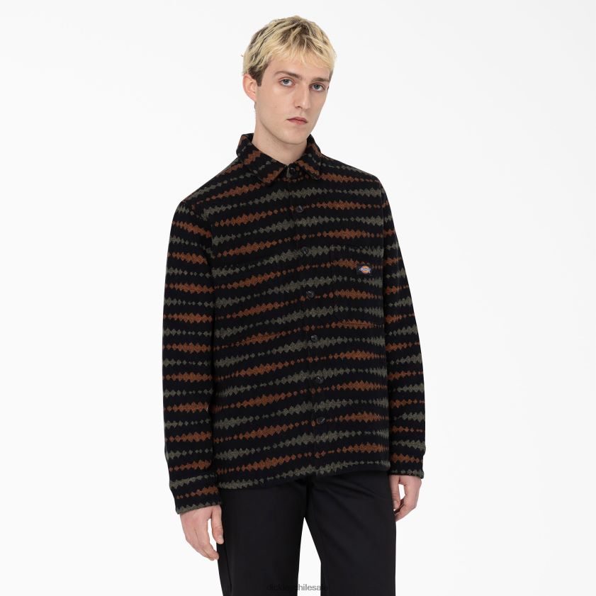 negro/verde militar (bmn) hombres camisa de manga larga falkville Dickies vestir X4H0F939