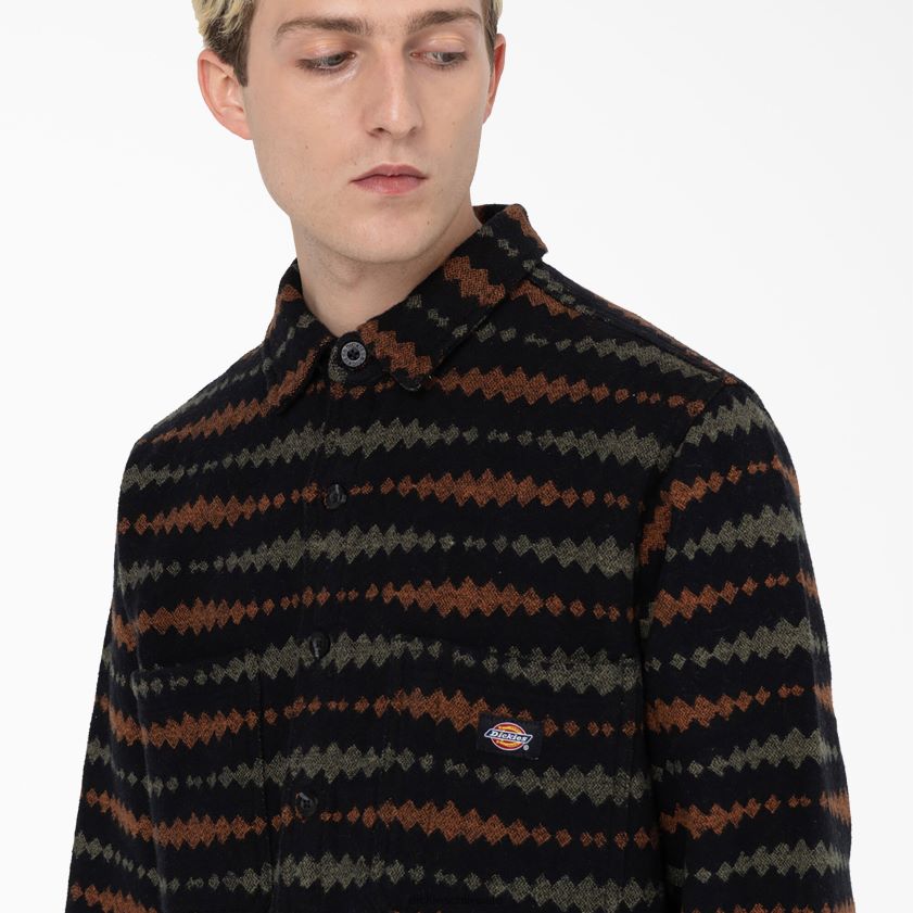 negro/verde militar (bmn) hombres camisa de manga larga falkville Dickies vestir X4H0F939