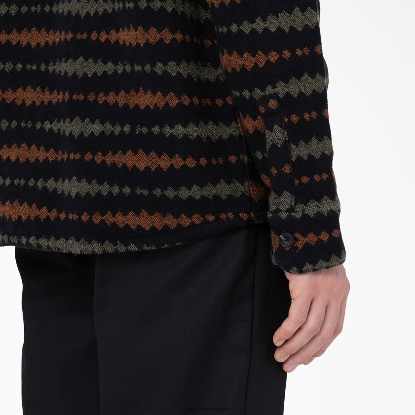 negro/verde militar (bmn) hombres camisa de manga larga falkville Dickies vestir X4H0F939