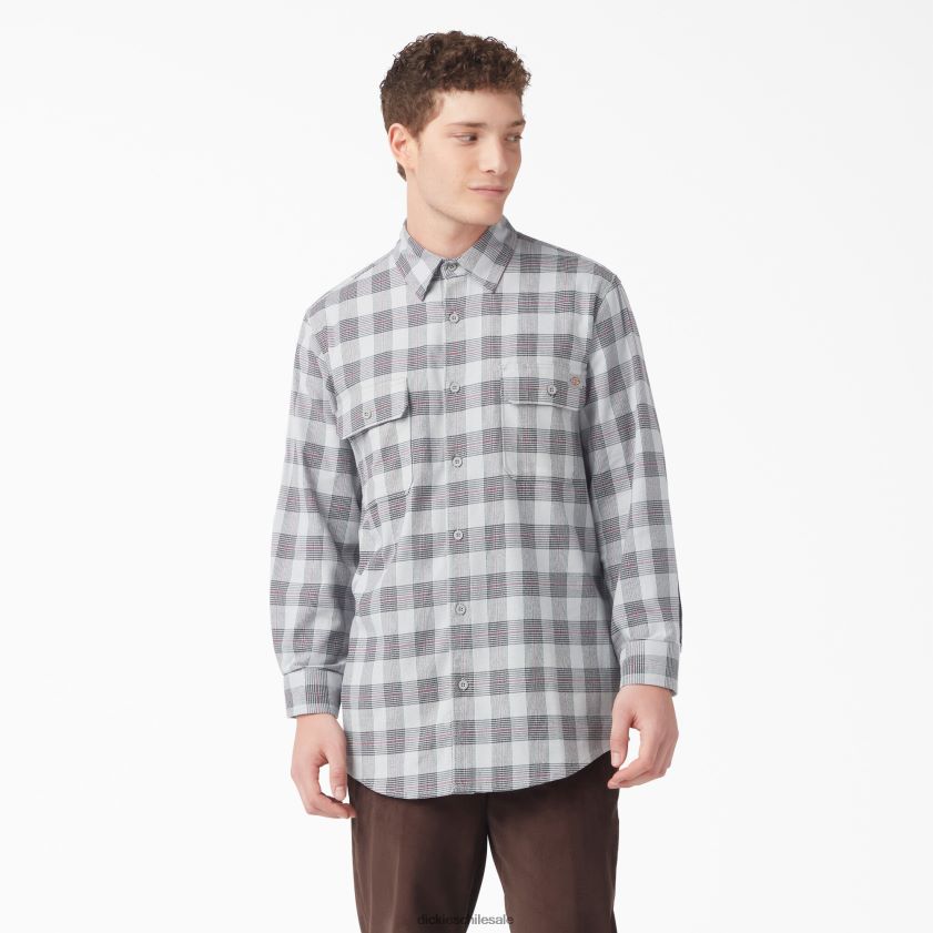 tartán gris definitivo (upr) hombres camisa de franela de manga larga Dickies vestir X4H0F782