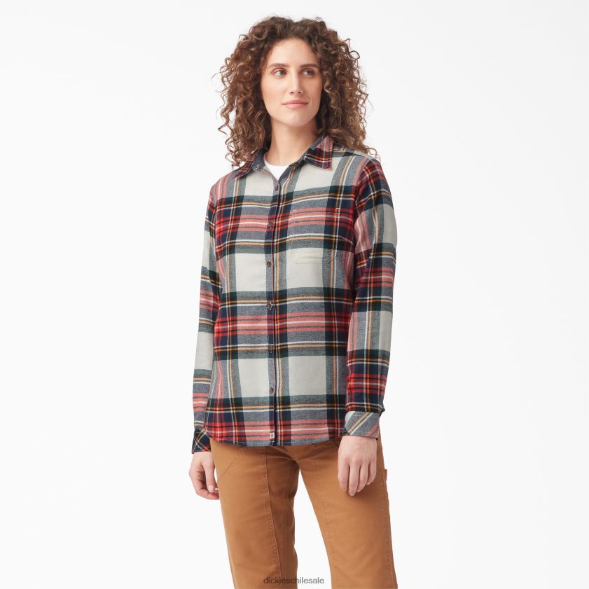 tela escocesa de las tierras altas de lava fundida (b1l) mujer camisa de franela a cuadros de manga larga Dickies vestir X4H0F2206