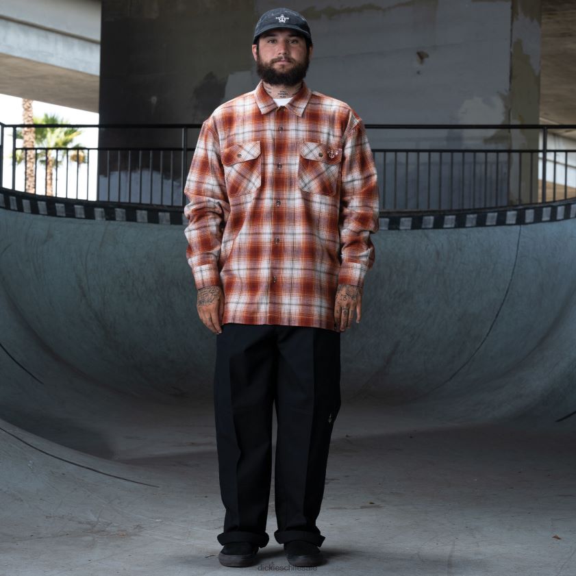 tela escocesa ombre quemada (ob2) hombres ronnie sandoval camisa de franela cepillada Dickies vestir X4H0F729