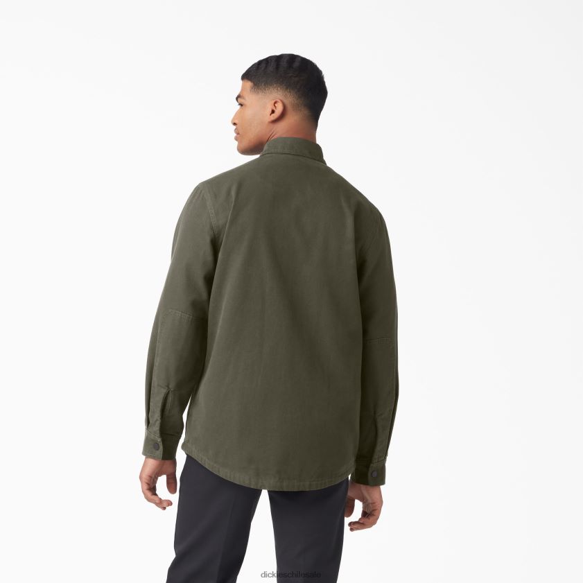 verde militar (ml) hombres camisa de pato con forro de franela de manga larga Dickies vestir X4H0F865