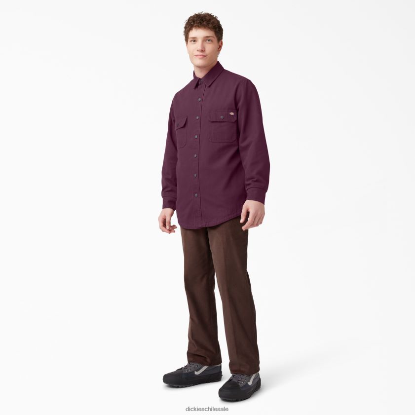 vino de uva (gw9) hombres camisa de pato con forro de franela de manga larga Dickies vestir X4H0F864