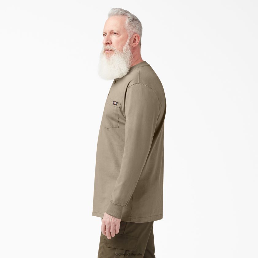 arena del desierto (ds) hombres camiseta henley de manga larga de peso pesado Dickies vestir X4H0F696
