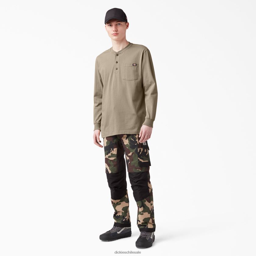 arena del desierto (ds) hombres camiseta henley de manga larga de peso pesado Dickies vestir X4H0F696