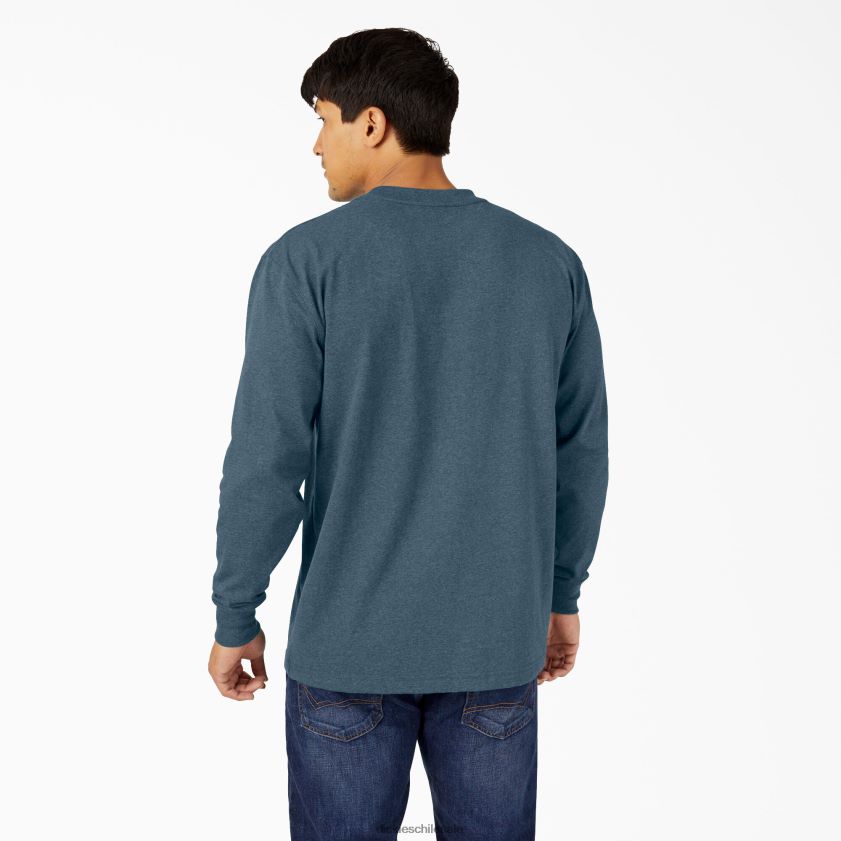 azul báltico (brote) hombres camiseta de manga larga jaspeada de peso pesado Dickies vestir X4H0F715