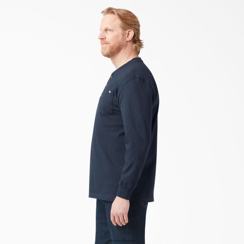 azul marino oscuro (dn) hombres camiseta henley de manga larga de peso pesado Dickies vestir X4H0F695