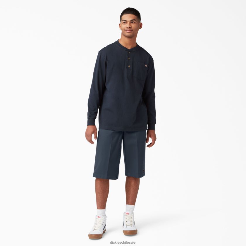 azul marino oscuro (dn) hombres camiseta henley de manga larga de peso pesado Dickies vestir X4H0F695