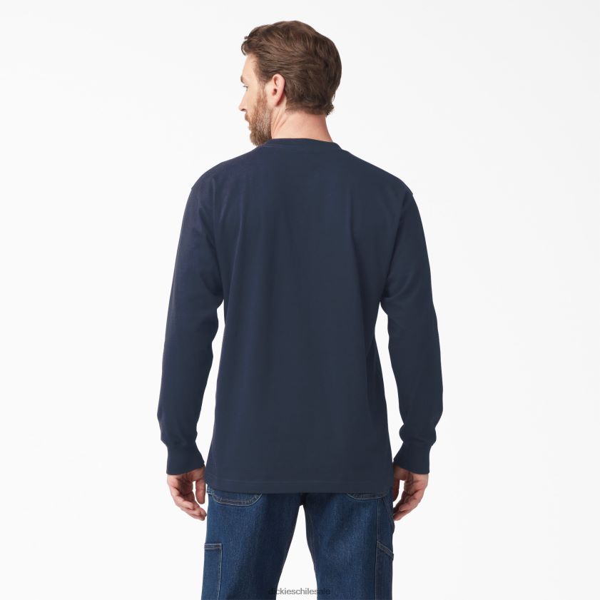 azul marino oscuro (dn) hombres playera de manga larga con gráfico de logo tricolor Dickies vestir X4H0F827