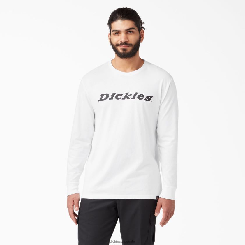 blanco (ah) hombres playera de manga larga con gráfico de icono de ajuste regular Dickies vestir X4H0F948