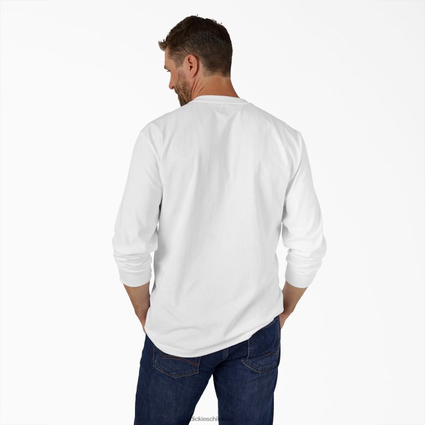 blanco (wh) hombres camiseta henley de manga larga de peso pesado Dickies vestir X4H0F700