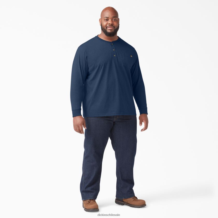brezo azul marino oscuro (dnh) hombres camiseta henley de manga larga jaspeada de peso pesado Dickies vestir X4H0F775