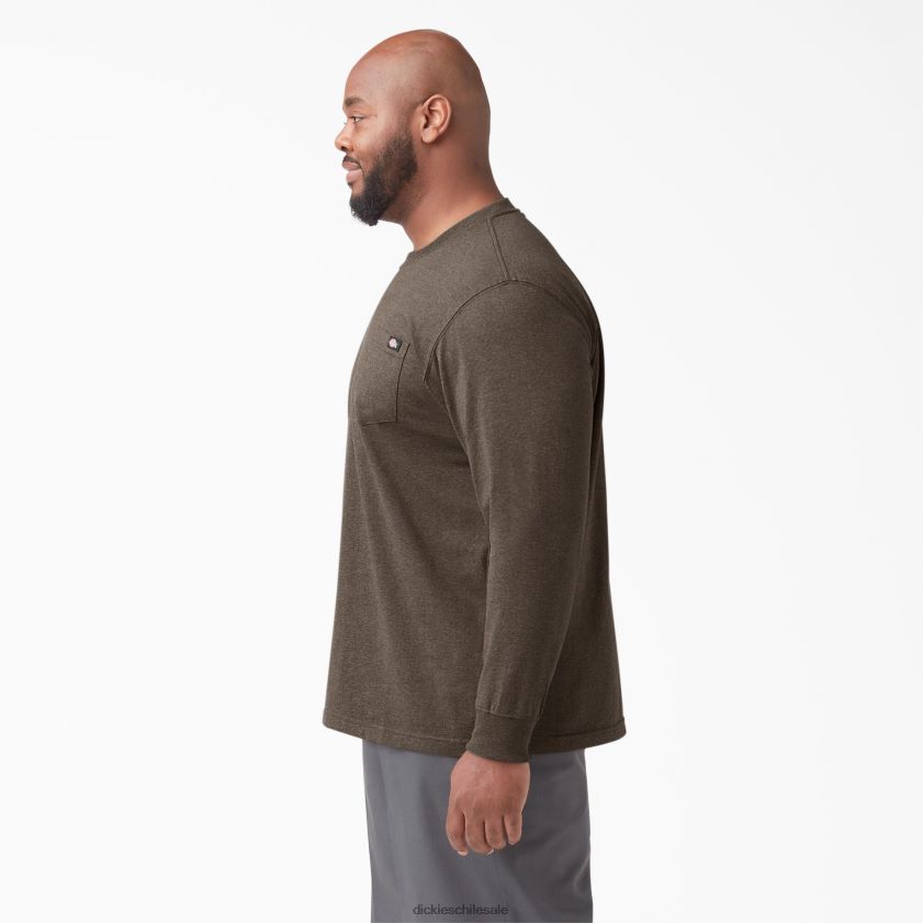 brezo de chocolate (cth) hombres camiseta de manga larga jaspeada de peso pesado Dickies vestir X4H0F718