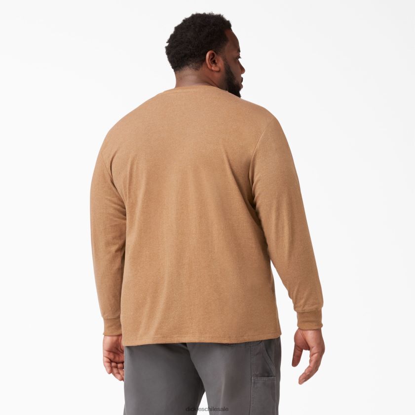 brezo de pato marrón (bdh) hombres camiseta henley de manga larga jaspeada de peso pesado Dickies vestir X4H0F774