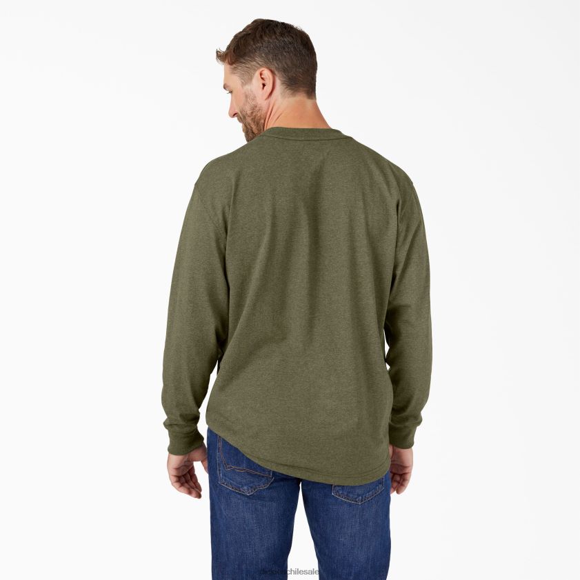 brezo verde militar (mld) hombres camiseta de manga larga jaspeada de peso pesado Dickies vestir X4H0F719