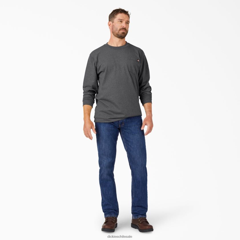 jaspeado gris carbón (cgh) hombres camiseta de manga larga jaspeada de peso pesado Dickies vestir X4H0F717