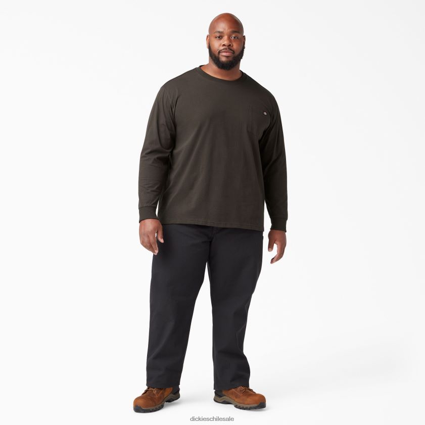 marrón chocolate (cb) hombres camiseta de manga larga de peso pesado Dickies vestir X4H0F603