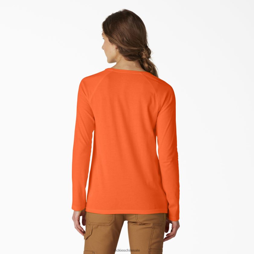 naranja brillante (bod) mujer camiseta refrescante de manga larga Dickies vestir X4H0F1628