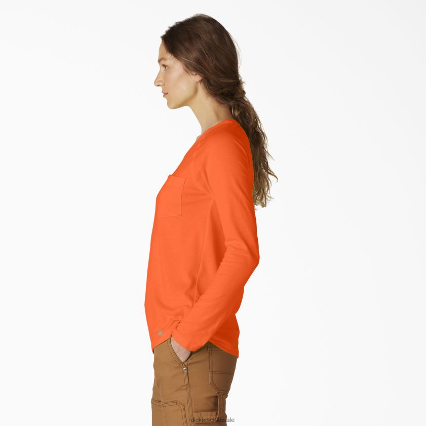 naranja brillante (bod) mujer camiseta refrescante de manga larga Dickies vestir X4H0F1628