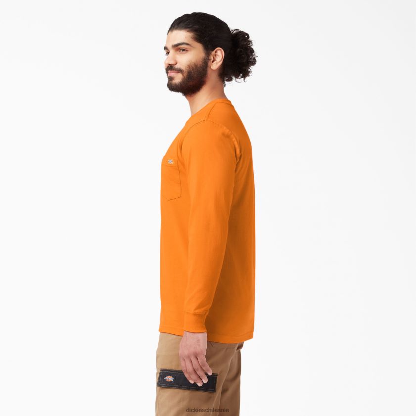 naranja (o) hombres camiseta de manga larga de peso pesado Dickies vestir X4H0F612