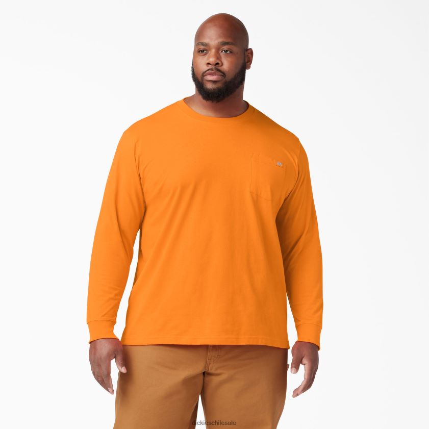 naranja (o) hombres camiseta de manga larga de peso pesado Dickies vestir X4H0F612