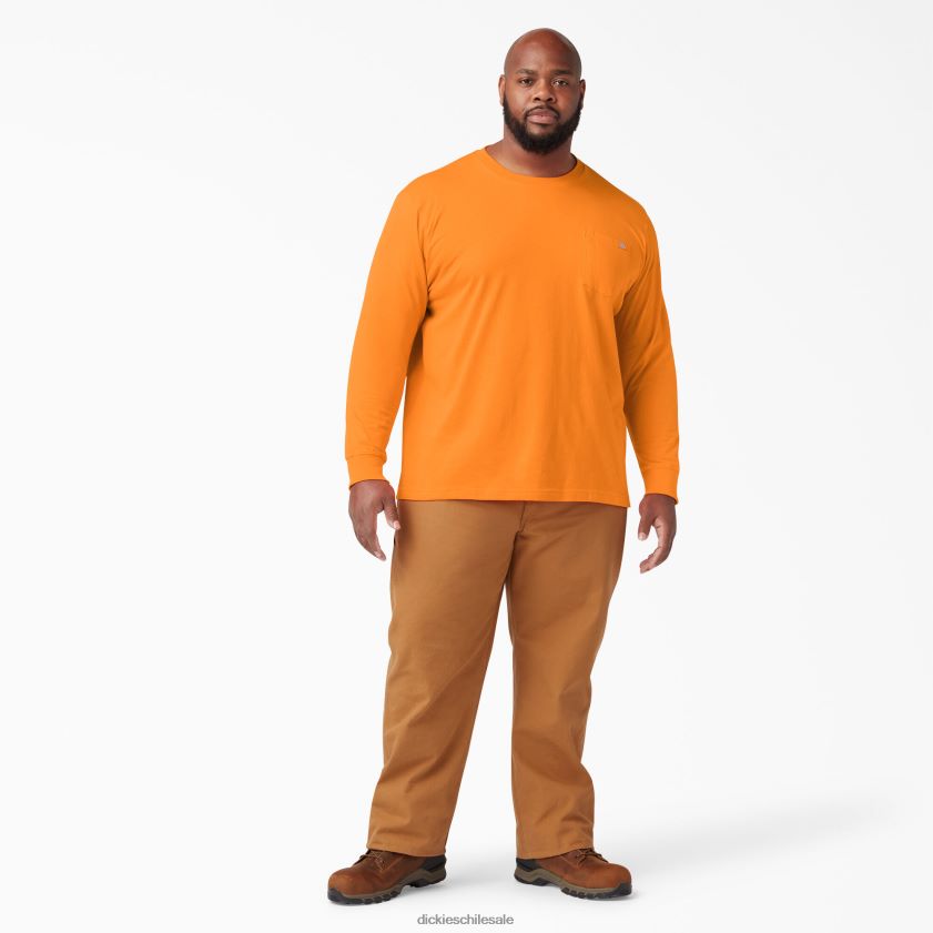 naranja (o) hombres camiseta de manga larga de peso pesado Dickies vestir X4H0F612