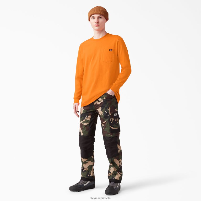 naranja (o) hombres camiseta de manga larga de peso pesado Dickies vestir X4H0F612