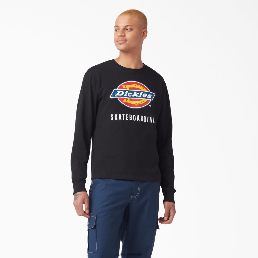 negro (kbk) hombres playera de manga larga con gráfico de logo de skate Dickies vestir X4H0F884