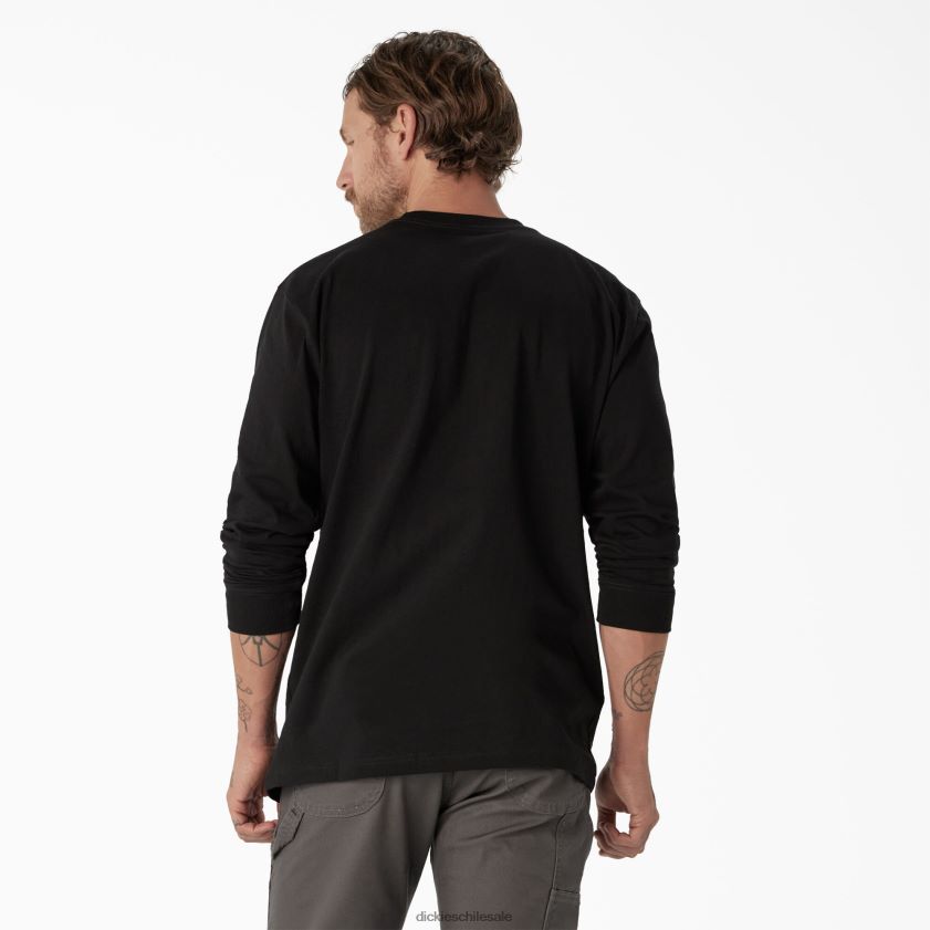 negro (kbk) hombres playera de manga larga con logo pesado Dickies vestir X4H0F870