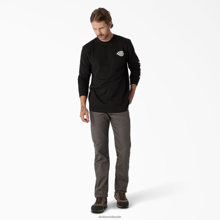 negro (kbk) hombres playera de manga larga con logo pesado Dickies vestir X4H0F870