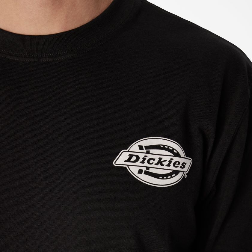 negro (kbk) hombres playera de manga larga con logo pesado Dickies vestir X4H0F870