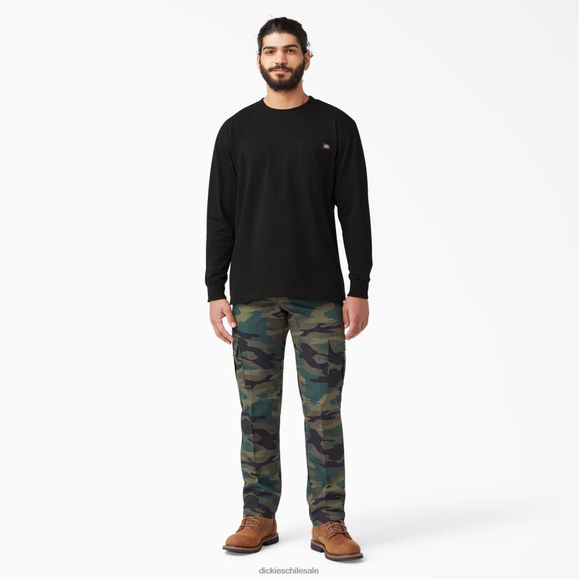 negro (negro) hombres camiseta de manga larga de peso pesado Dickies vestir X4H0F601