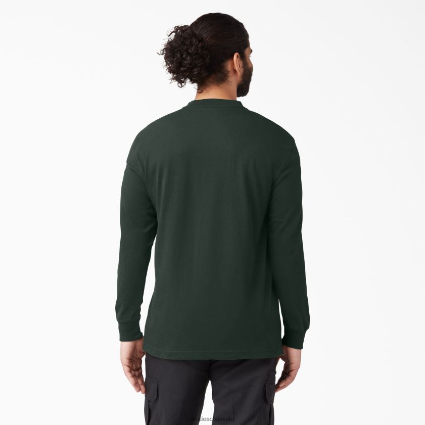 verde cazador (gh) hombres camiseta henley de manga larga de peso pesado Dickies vestir X4H0F697