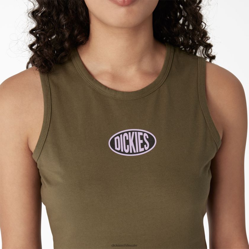 verde militar (ml) mujer camiseta sin mangas corta con espalda nadadora Dickies vestir X4H0F2172