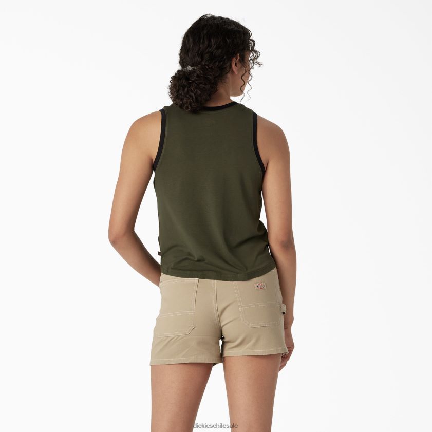 verde militar (ml) mujer playera sin mangas deportiva con gráfico Dickies vestir X4H0F2149