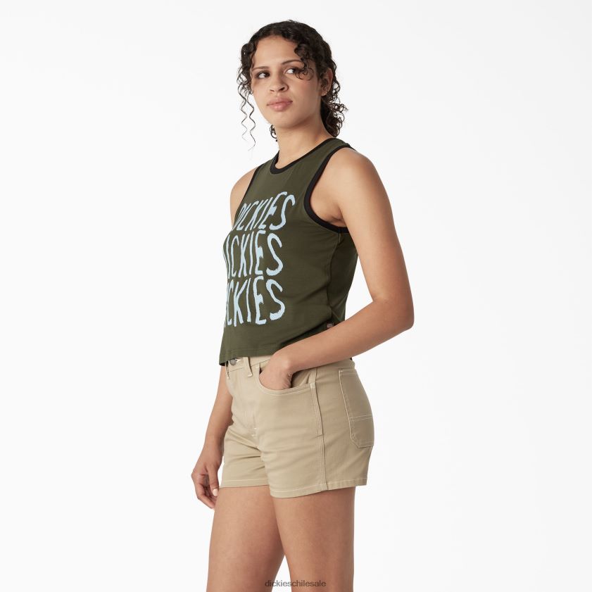 verde militar (ml) mujer playera sin mangas deportiva con gráfico Dickies vestir X4H0F2149