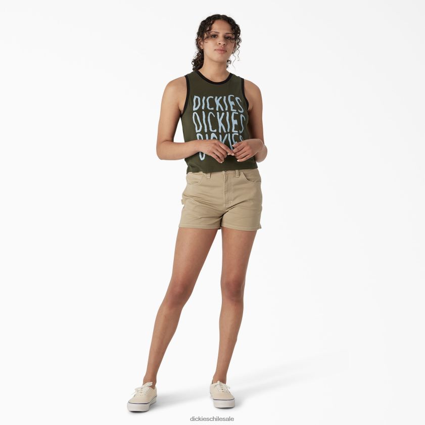 verde militar (ml) mujer playera sin mangas deportiva con gráfico Dickies vestir X4H0F2149
