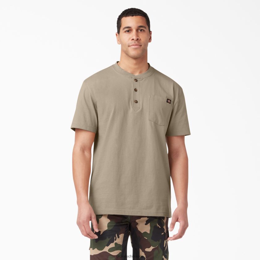arena del desierto (ds) hombres camiseta henley de peso pesado de manga corta Dickies vestir X4H0F638