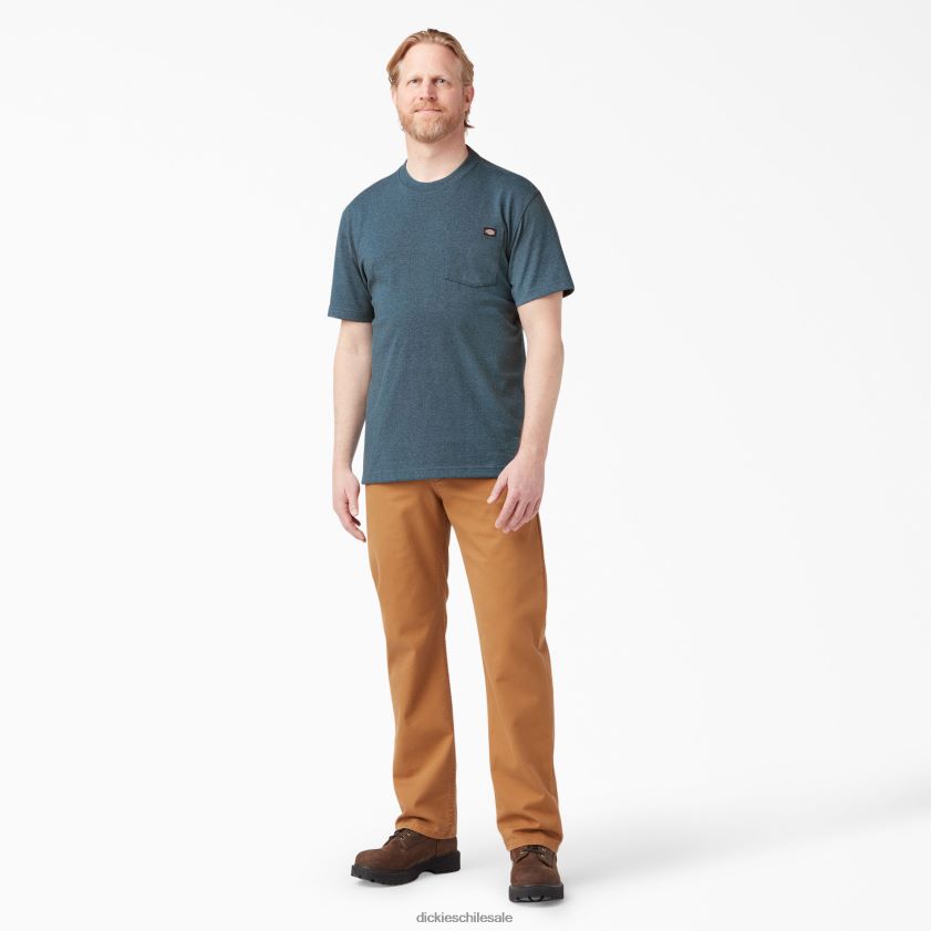 azul báltico (brote) hombres camiseta de manga corta jaspeada de peso pesado Dickies vestir X4H0F525