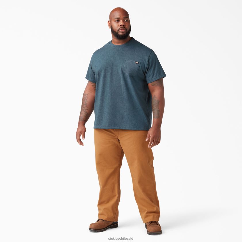 azul báltico (brote) hombres camiseta de manga corta jaspeada de peso pesado Dickies vestir X4H0F525